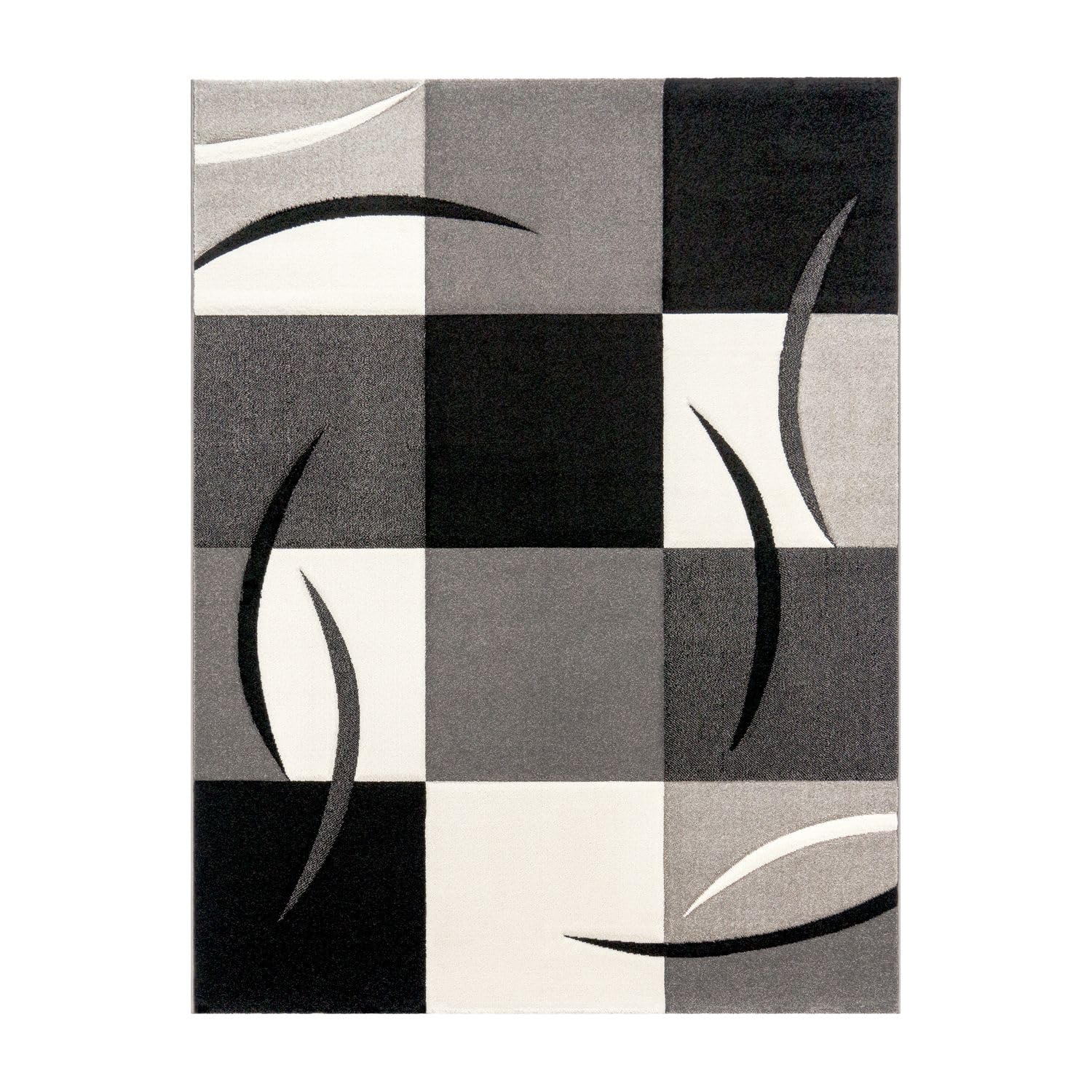 Paco Home Tapis De Créateur Aux Contours Découpés à Carreaux en Blanc Noir, Dimension:120x170 cm