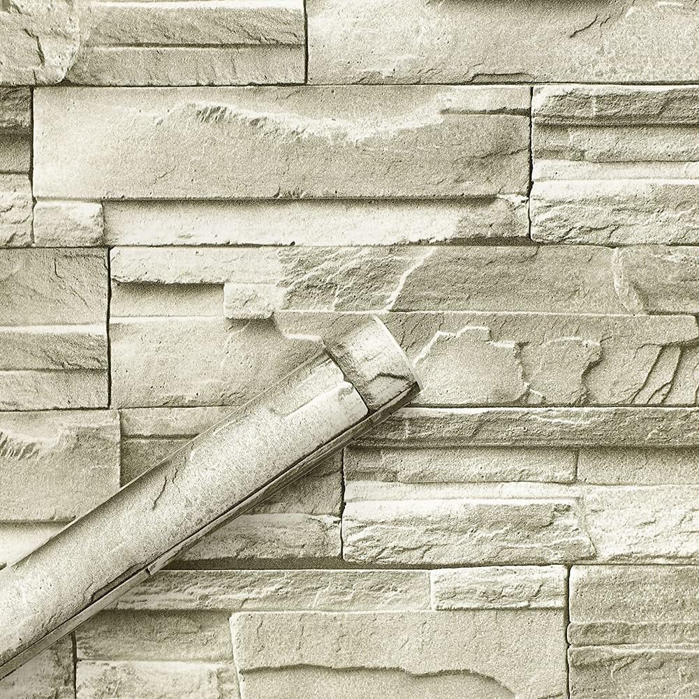 - Sodeno 3D Wall Decals 3D Wallpaper Bedroom Living Mural Roll Modern Faux Brick Stone Wall Background