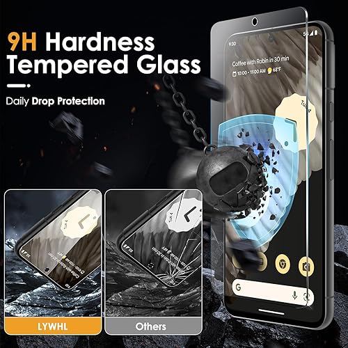Miniatura 3 de LYWHL Paquete de 3 protectores de pantalla de vidrio templado para Google Pixel 8 con marco de fácil instalación, táctil sensible y desbloqueo de