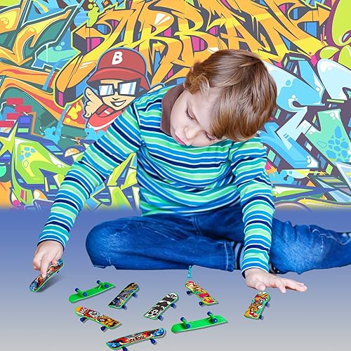 Miniatura 4 de 18 piezas de mini patinetas de dedo con luz LED, juguetes novedosos para patinetas brillantes, decoraciones de diapasón LED, movimiento de dedos,