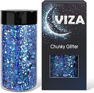 Sponsored Ad - Viza Holographic Chunky Glitter 7.8oz/220g Sapphire Craft Ultra Fine Glitter Powder Mixed Chunky PET Flake ...