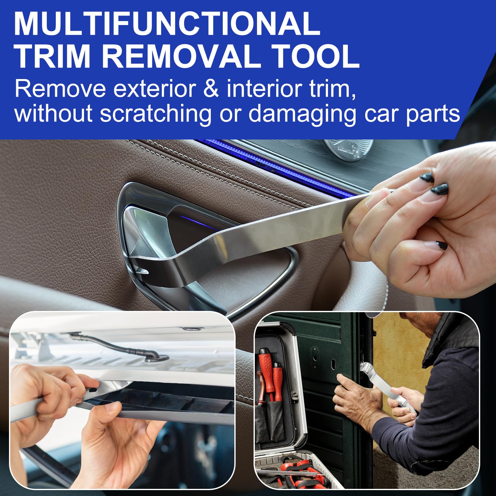 AXELECT 6PCS Trim Removal Tool ,Metal Pry Tool Auto Trim Tools Car Interior Audio Installation Fastener Remover Car Panel Removal Tool