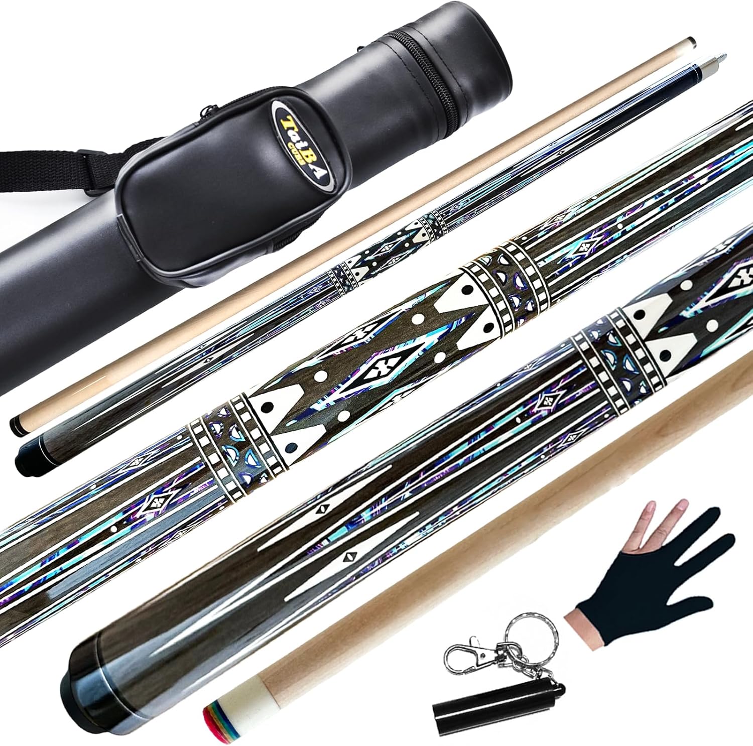 Tai ba cues Pool Cue Stick, 13mm Tip, 58", Hardwood Canadian Maple Professional Billiard Stick 19,20,30 Oz (Selectable)-Blue, Red, Green Pool Cue Stick