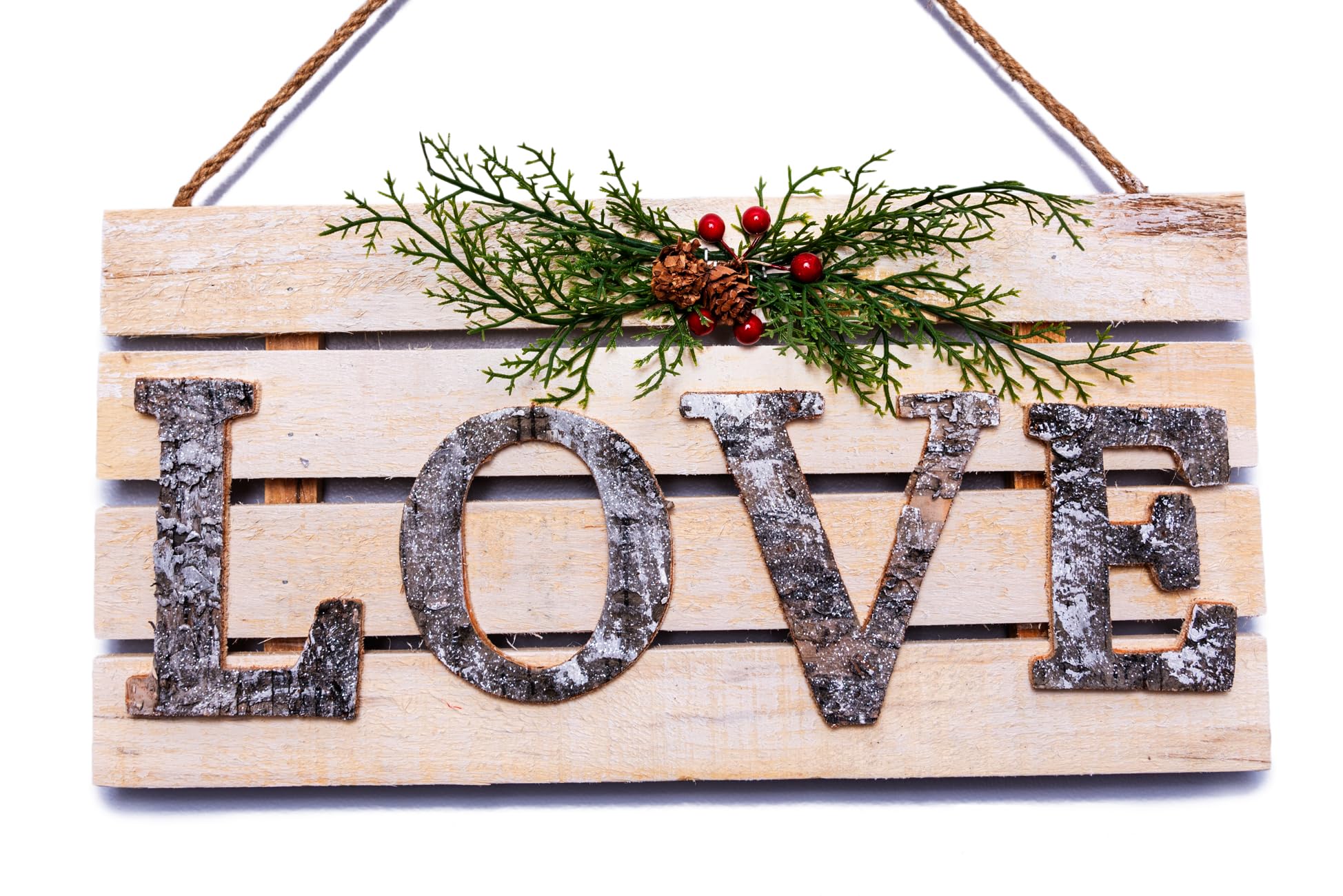 Christmas Hanging Wall Sign, LOVE Letters in Wooden Frame, 20x40cm Decorative Plaque, Holiday Wall Art for Home,Door,Wall - Image 2