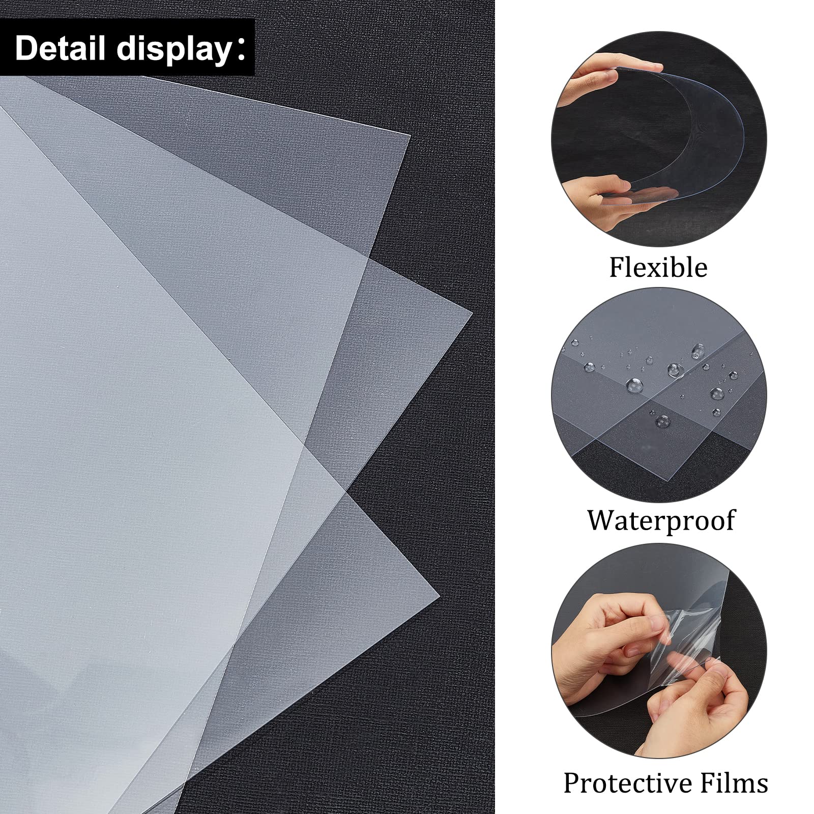 sourcing map 10 fogli di plastica trasparente 30,5 x 20,3 x 0,0 cm, pannelli flessibili in PVC trasparente con carta protettiva per cartelli, progetti fai da te, cornici, pittura