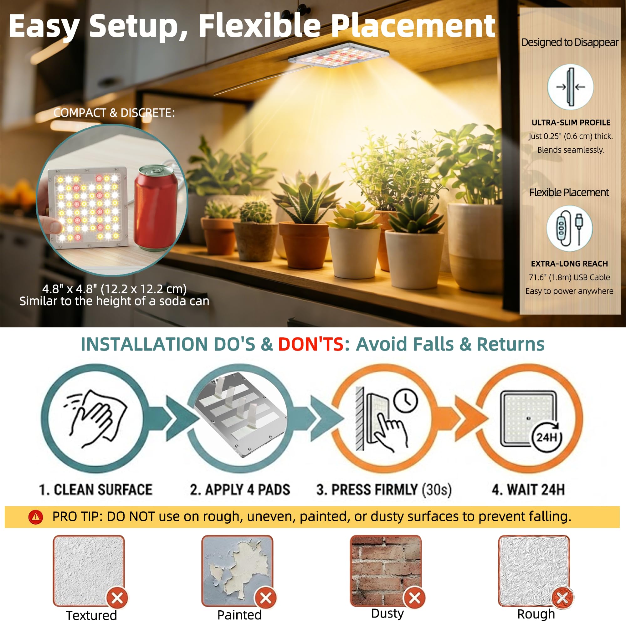 Amazon.co.jp: 屋内植物用LEDグローライト フルスペクトル、タイマー