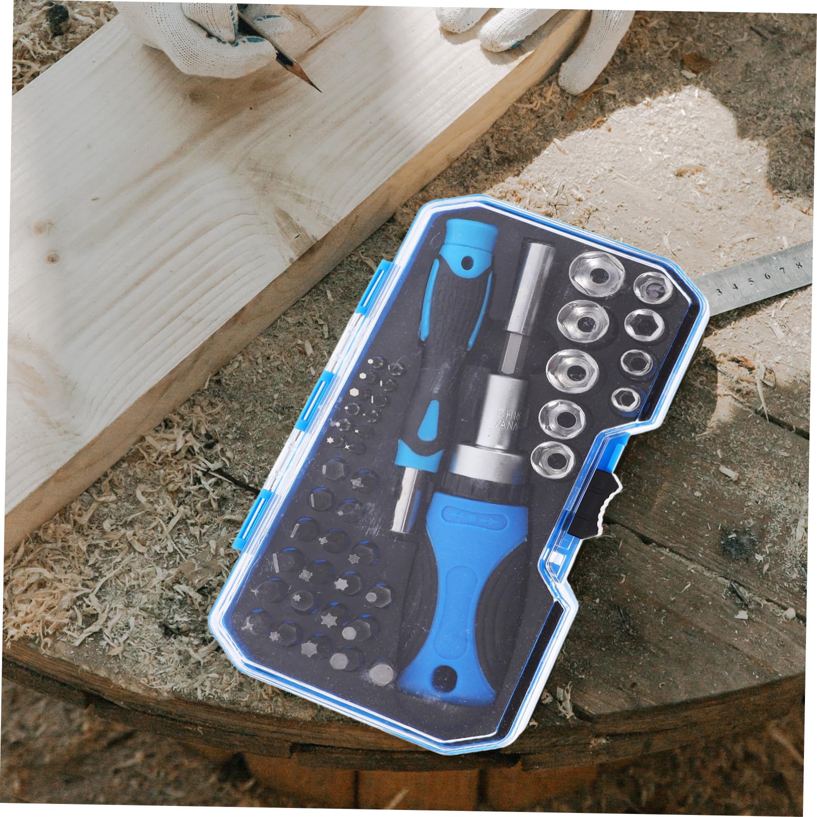 NUOBESTY Set Cacciavite a Cricchetto Portatile 44 Pezzi, con Bussole e Punte Multifunzione, Acciaio al Cromo Vanadio per Manutenzione Casa e Auto