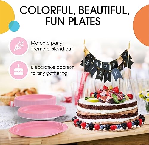 Miniatura 112 de Exquisite Platos de papel azul oscuro desechables de 7 pulgadas, color azul oscuro, platos desechables para fiestas, 100 unidades, platos de papel