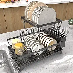 Escorredor de Louça Inox com Porta Pratos Talheres Copos Modular Master, Escorredor de Pratos, Escorredor de Louça Suspenso, Adequado para Cozinhas, Preto