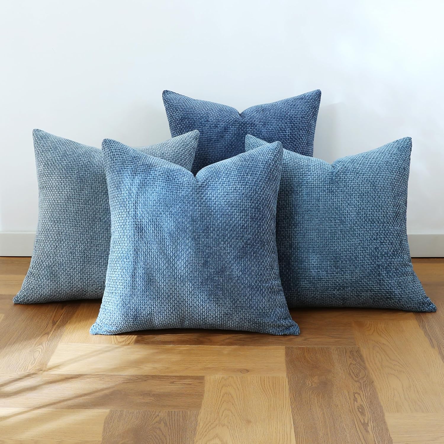 Stellhome Set of 4 Neutral Decorative Throw Pillow Covers Soft Chenille Woven Textured Luxury Accent Cushion Cases for