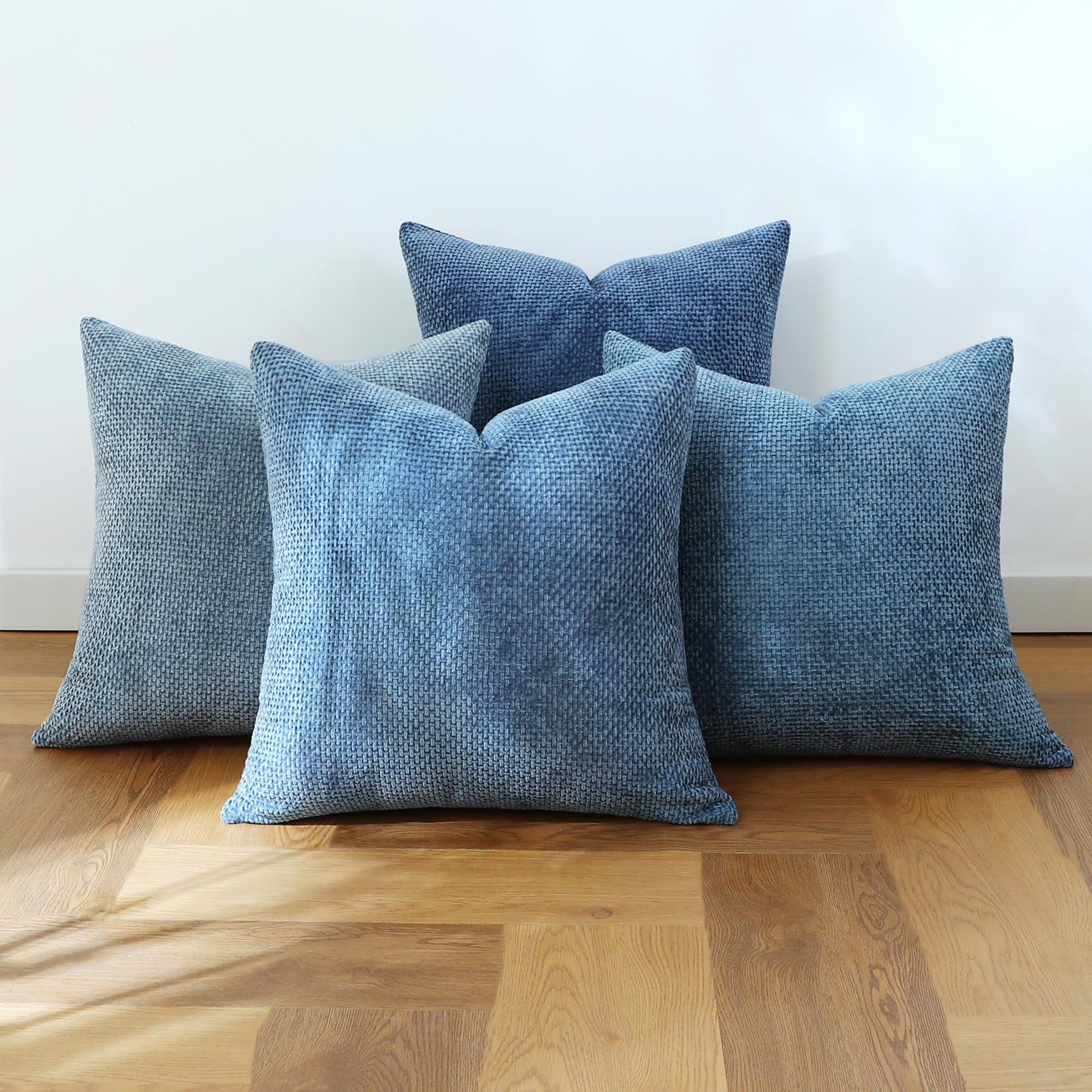 Stellhome Set of 4 Neutral Decorative Throw Pillow Covers Soft Chenille Woven Textured Luxury Accent Cushion Cases for