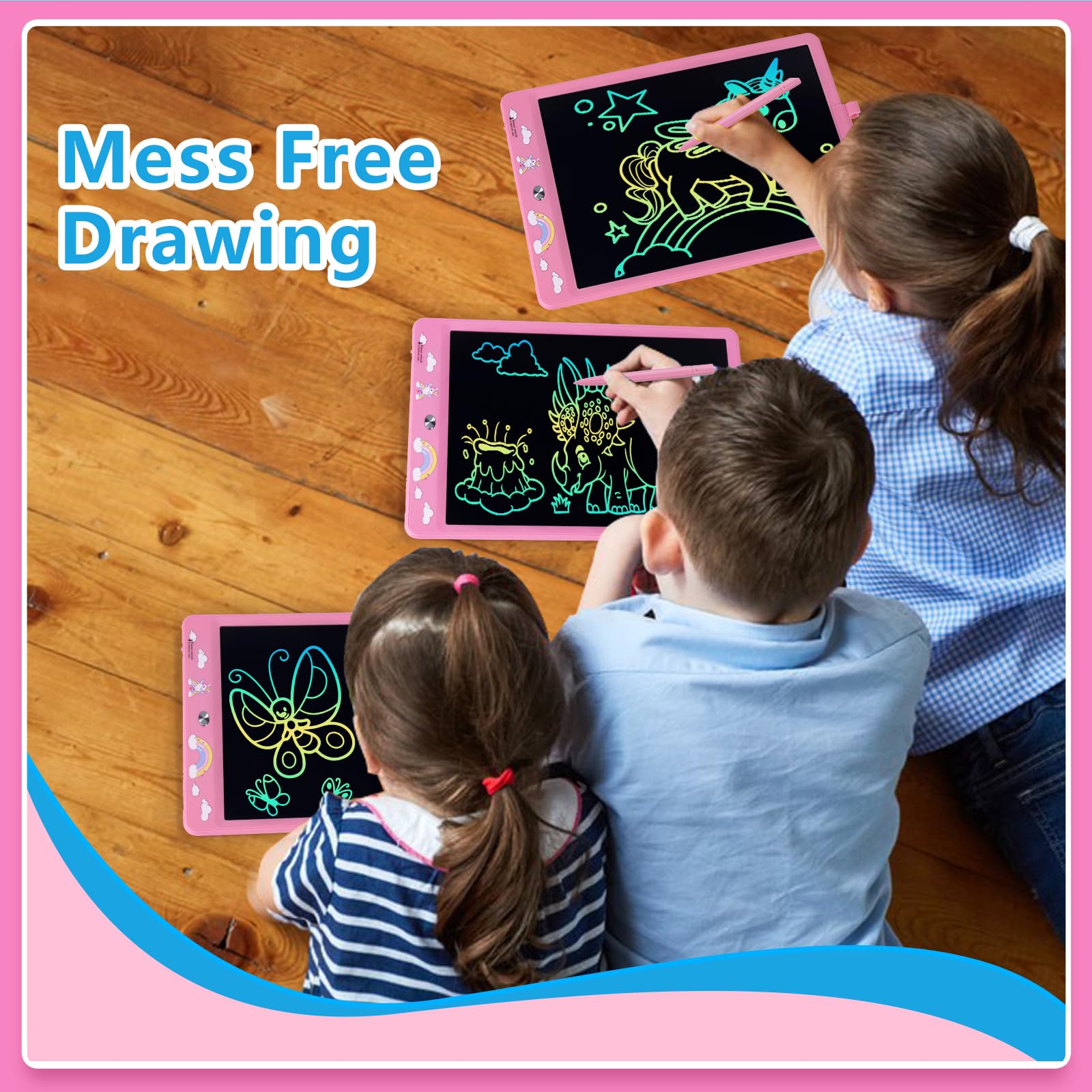 DYNASONIC (DYNA-PM Unicorno) Tablet LCD a colori da 10 pollici per bambini Lavagna magnetica. Giocattolo educativo. Regalo per bambini. Lavagna per bambini 2 3 4 5 6 7 8 9 anni