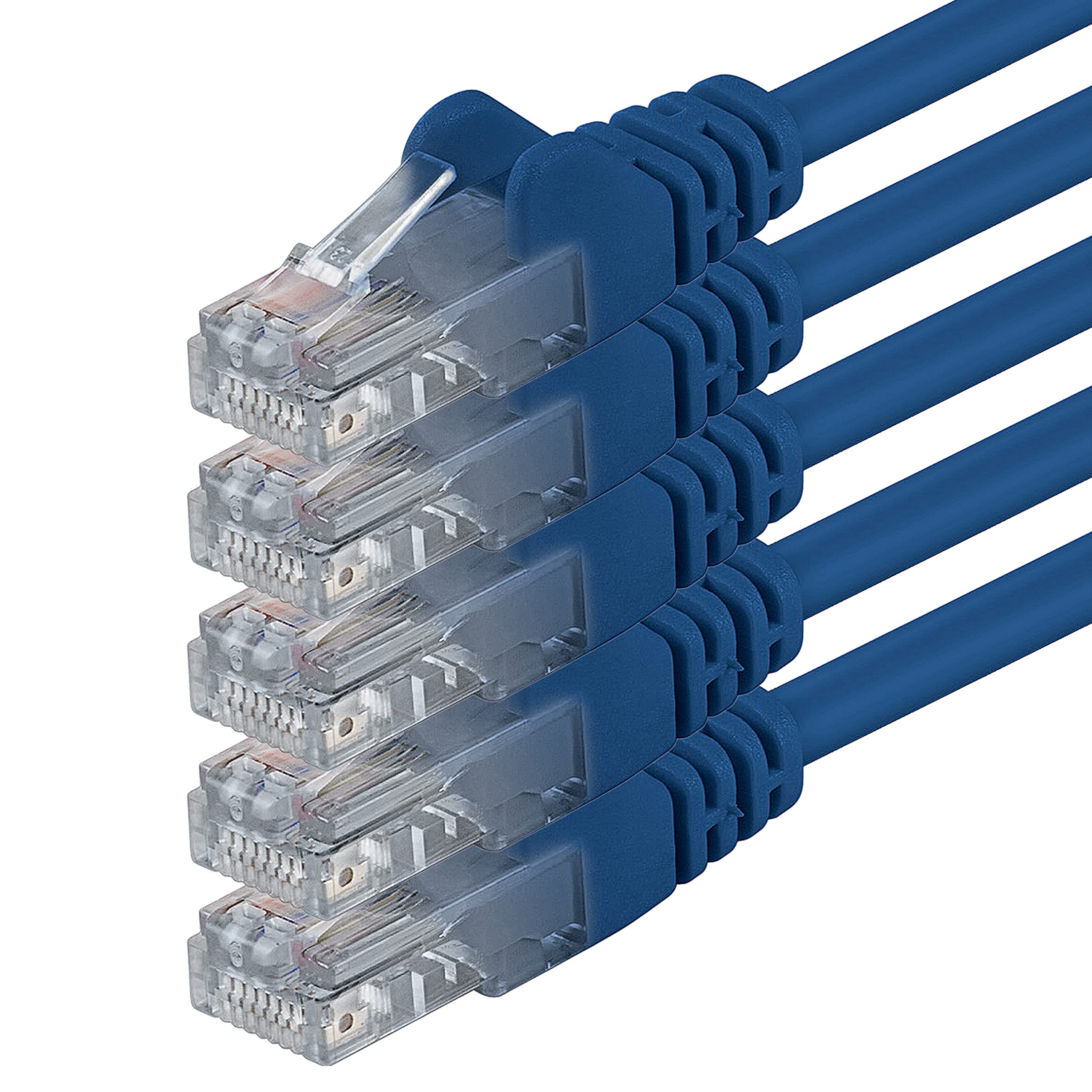 1aTTack.de 85442 5x 10m Blue Cavo di rete Cat6 Cat 6 Ethernet LAN 1000 Mbit/s RJ45