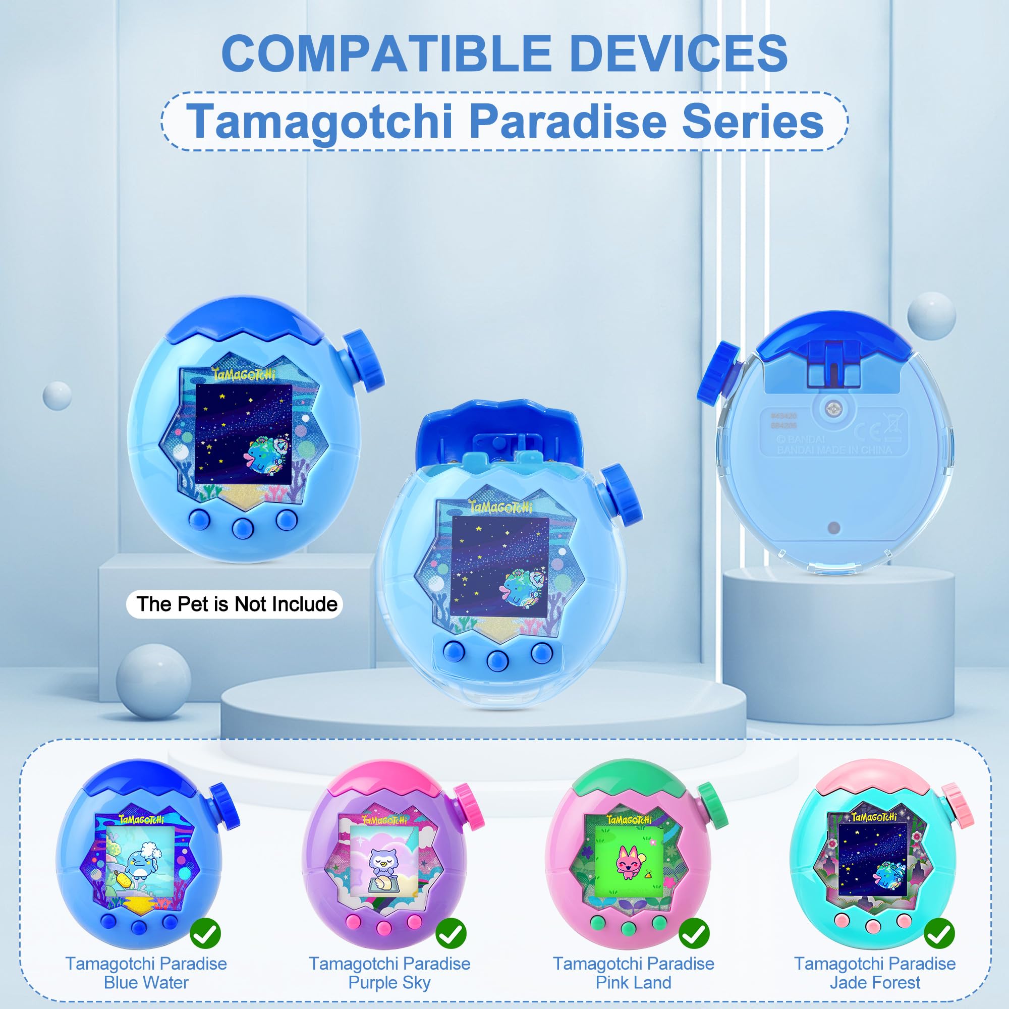Coque Rigide Transparente Pour Tamagotchi Paradise – Protection écran Et Corps, Avec Cordon Et Médiator, Idéale Pour Collectionneurs