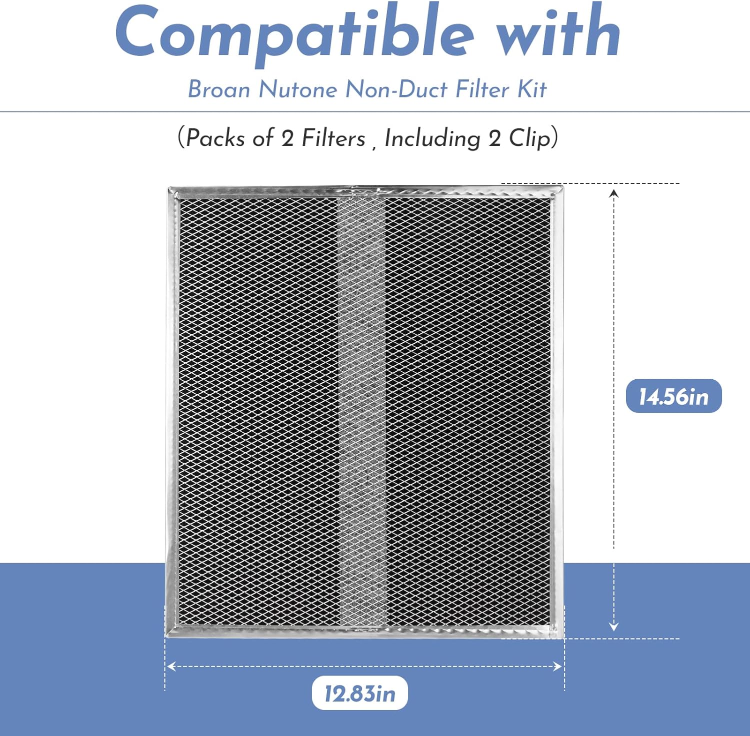 Upgrade HPF30 Charcoal Range Hood Non-Ducted Filter (with Clips), for Broan Nutone S97020466 Series Range Hood 14.6” x 12.8” x 0.14” Traps Odors Grease Filters Type XC - 2 Pack
