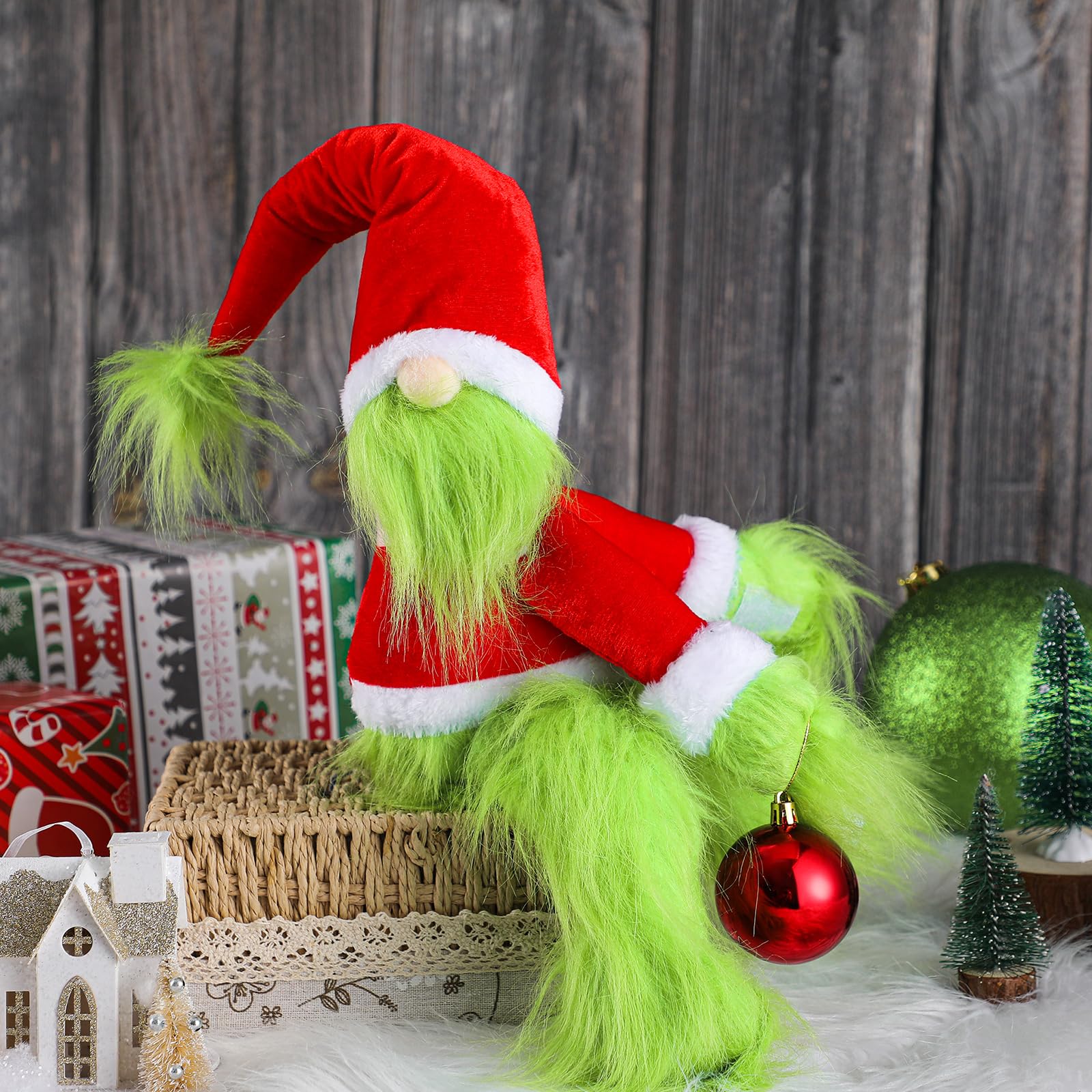 Gejoy Cimier de sapin de Noël amusant en peluche pour sapin de Noël - 60 cm - Vert