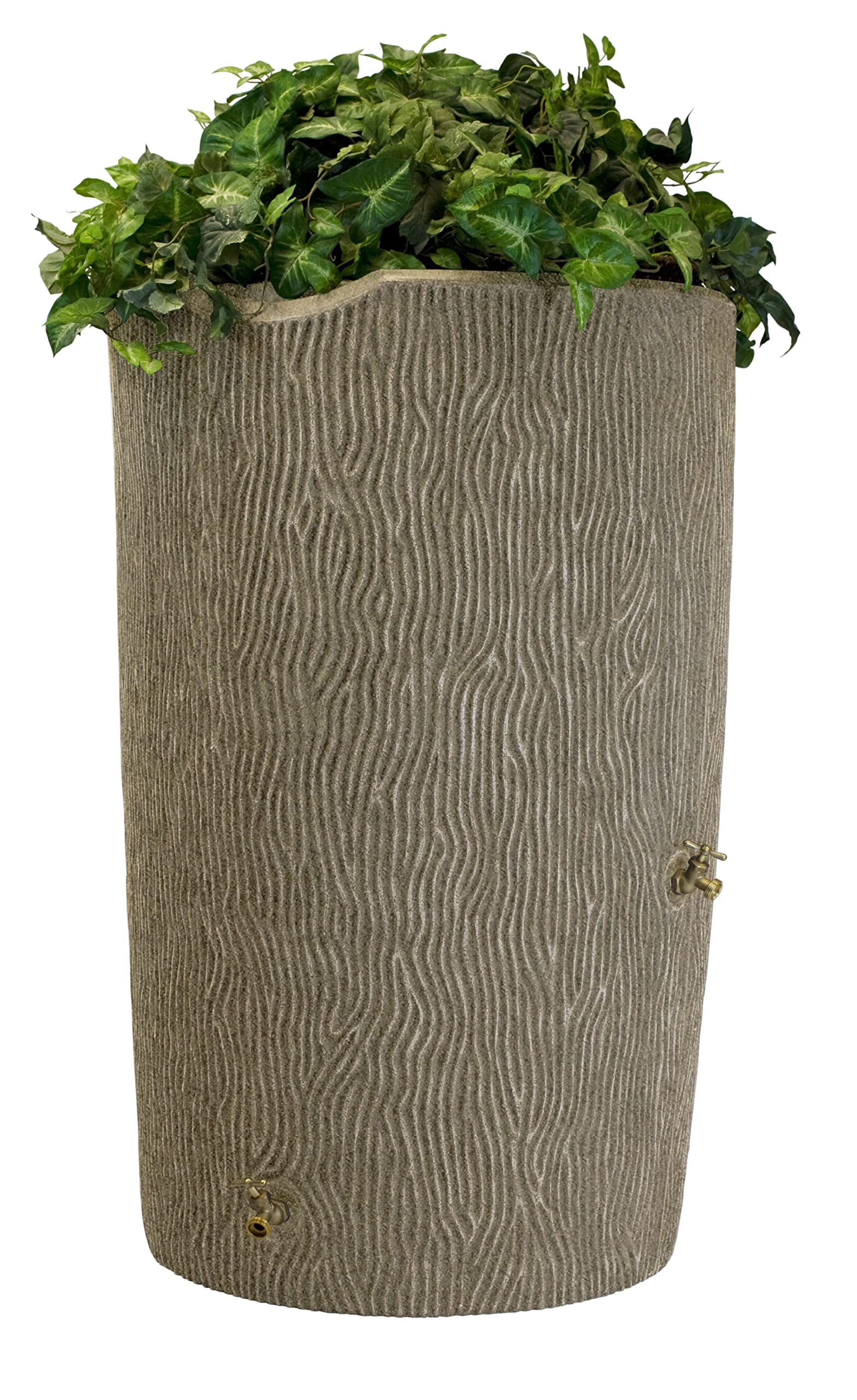 Good Ideas Impressions Tree Bark Rain Barrel, Sandstone color