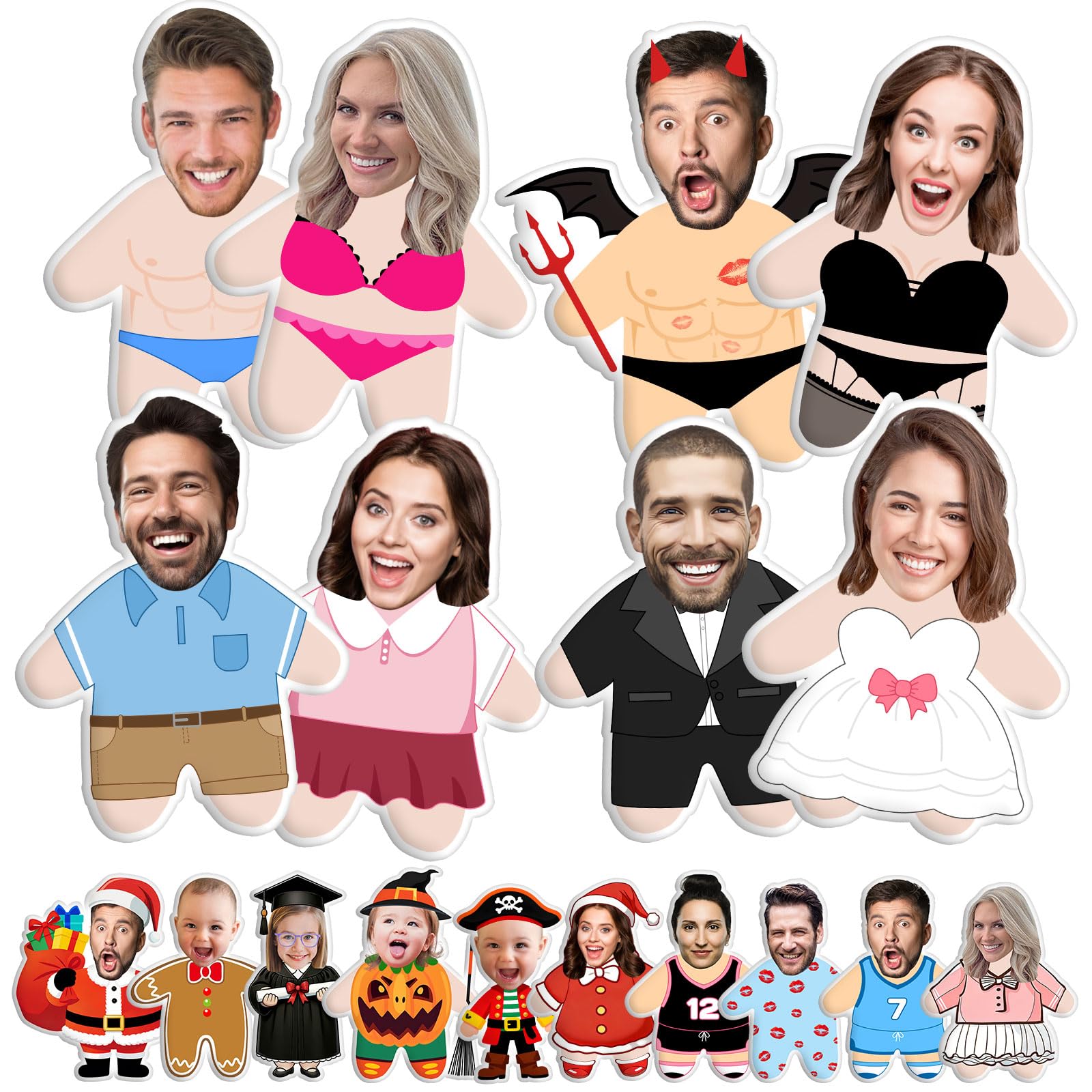 Oscolewis Custom Pillow with Picture Personalized Face Pillow Customized Funny Pillow Novelty Gifts for Friend Couples Kids Family Valentine's Day Birthday Christmas Custom Style
