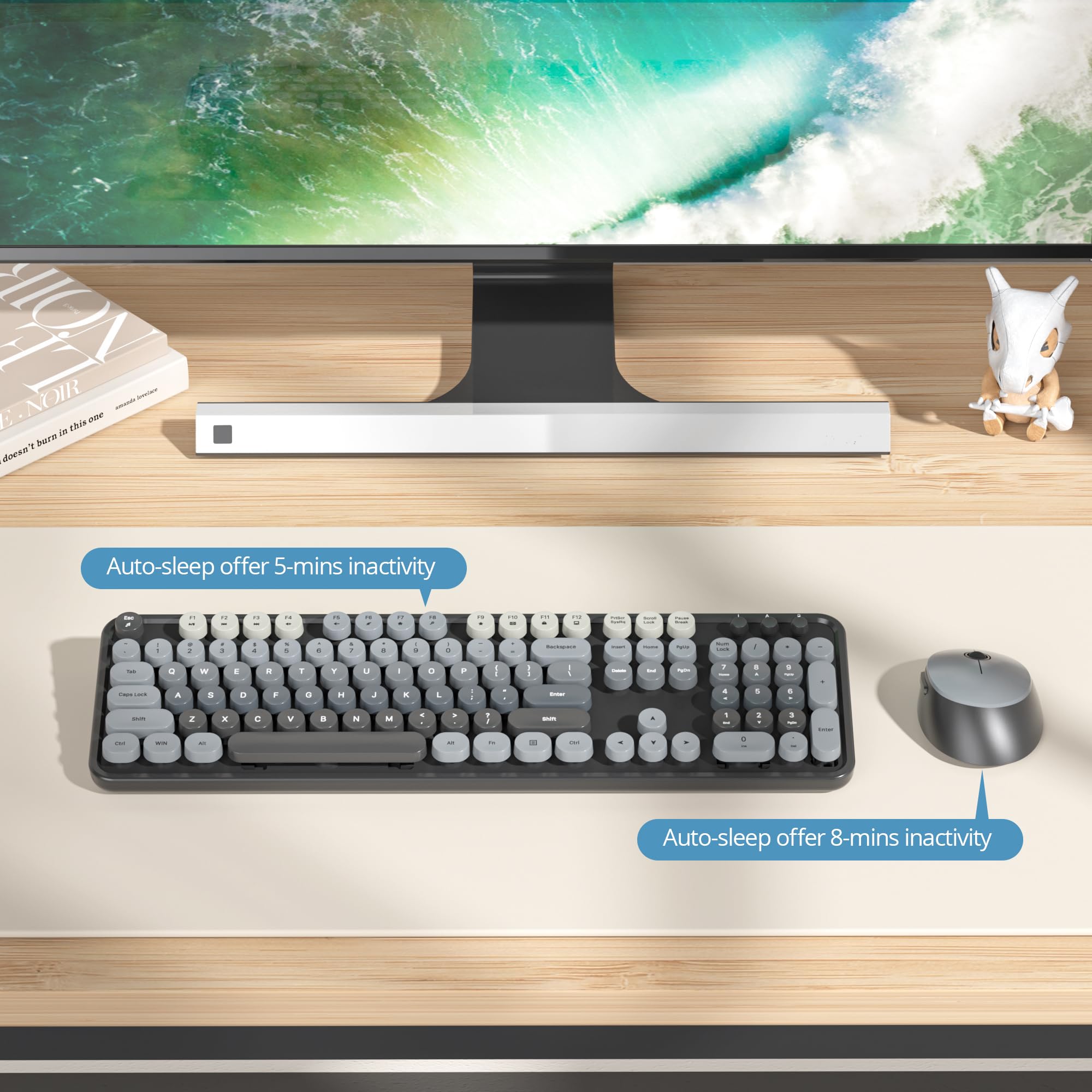 Amazon | ブラック ワイヤレス キーボードとマウス、2.4GHz 104 キー