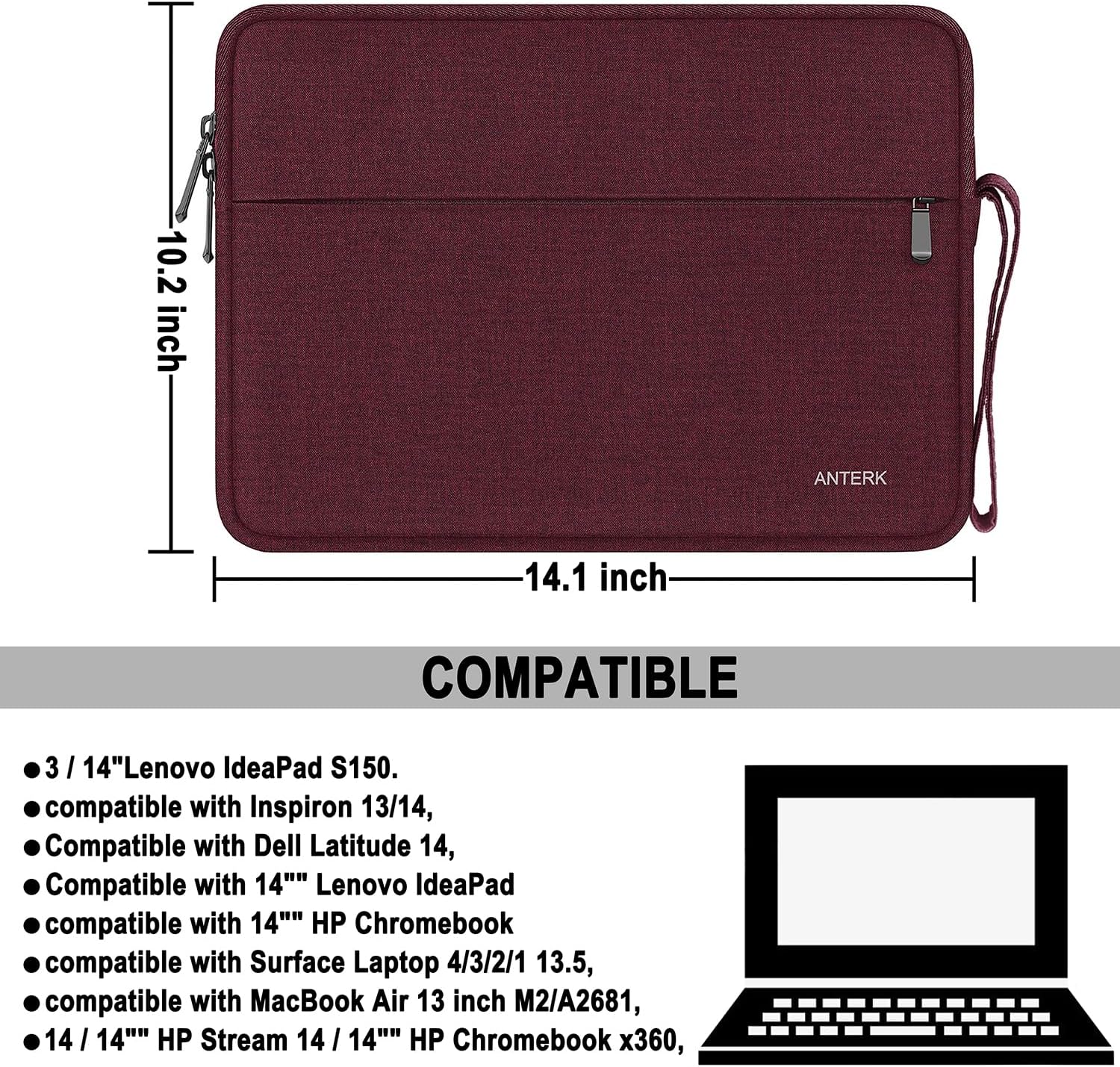 Laptophülle 14 Zoll, Wasserdicht Reise Computer Cover 14 Pink - Bild 39 von 63