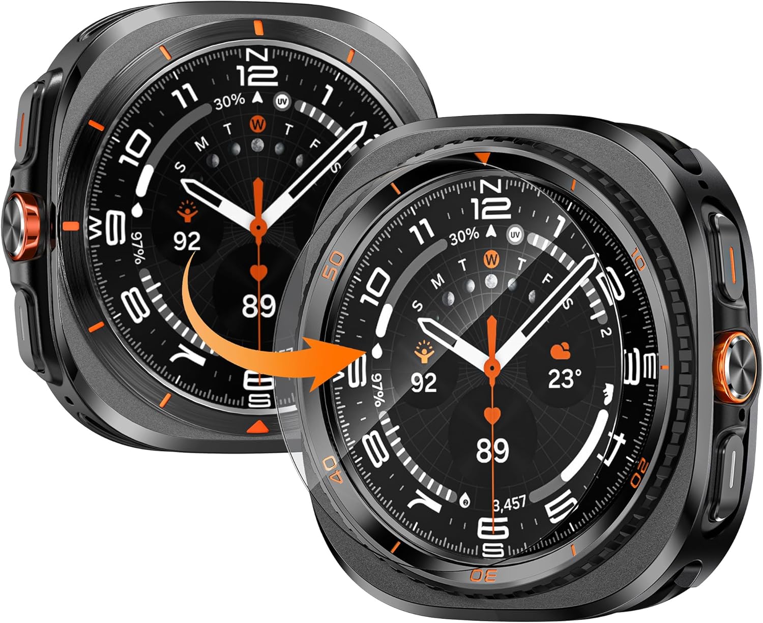 3 in 1 Metal Case for Samsung Galaxy Watch Ultra 47mm with Screen Protector, Rugged Metal Bumper with 9H Tempered Glass Film + Back Cover for Galaxy Watch Ultra 47mm - Image 7