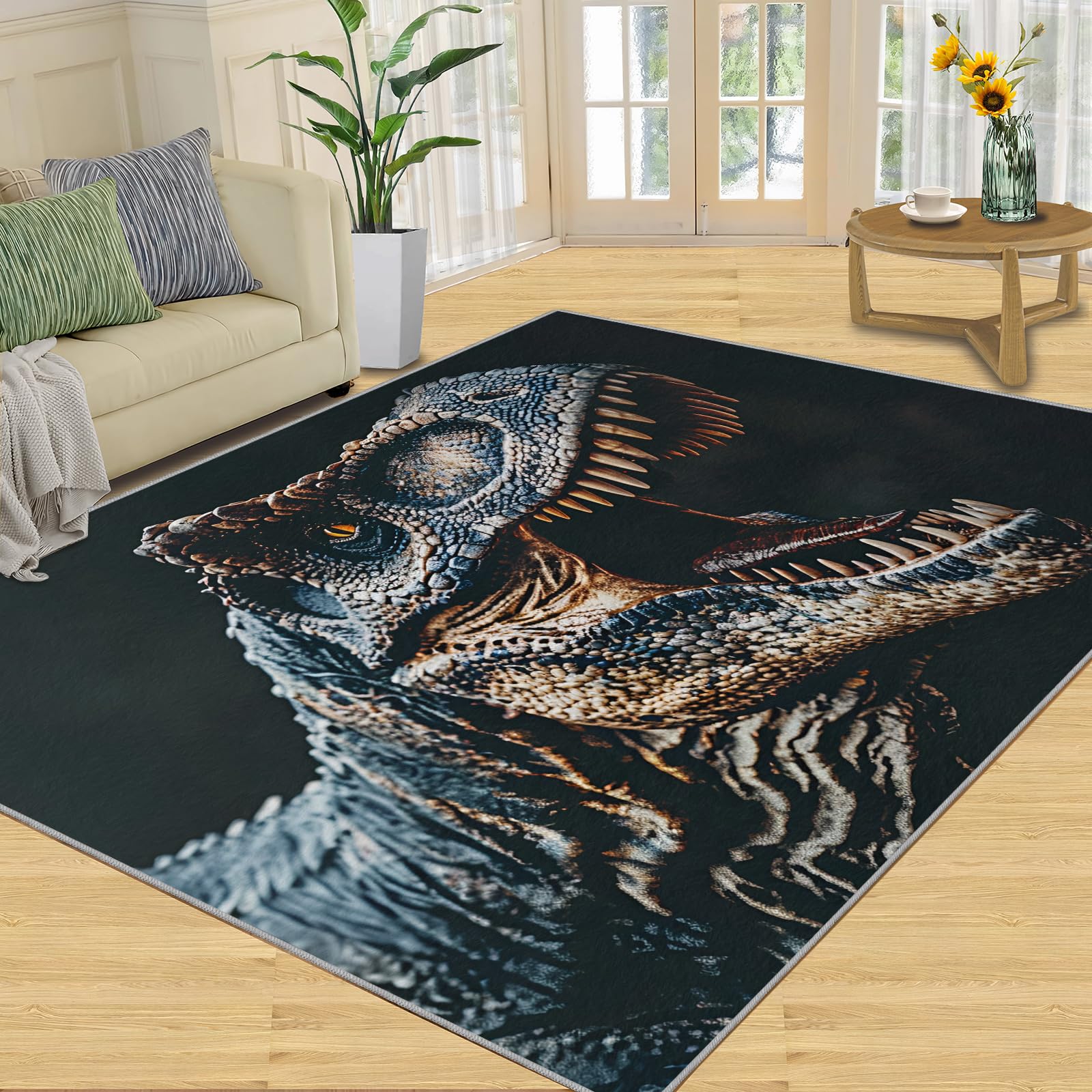 FBRUIEG Dinosaur Kids Rugs - Dinosaur Area Rug Jurassic Dinosaur Rugs for Boys Room Dinosaur Bedroom Rug, Washable Dinosaur Rug for Children's Room Dormitory Living Room 180x270cm