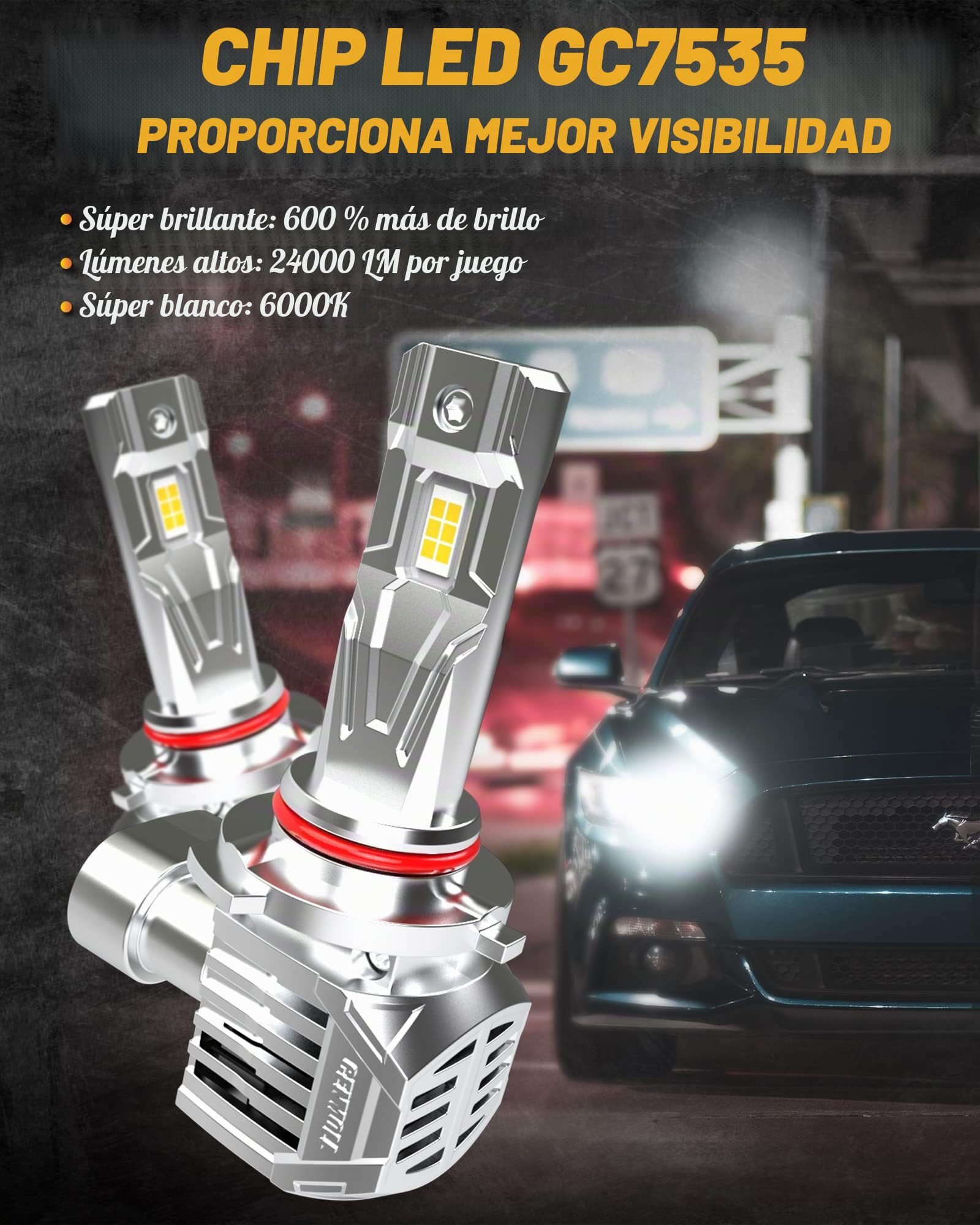 Bombilla HB3 Led, 120W 24000LM 6000K Blanco Frío 600% Brillo Lampara HB3 9005 Led Canbus Libre de Errores Diseño Inalámbrico Todo en Uno Xenón Halógeno Kit de Conversión de Repuesto, 2 pezzi