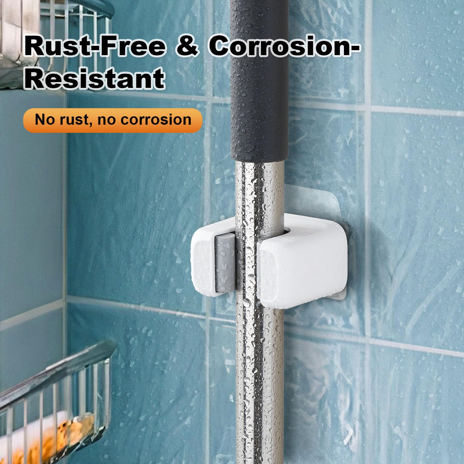 Mop & Broom Wall Mount - No Drill Storage -8