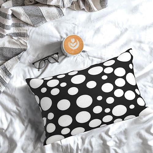 Miniatura 5 de Funda de almohada con cremallera oculta de 16 x 24 pulgadas fundas de almohada de lunares blancos y negros tamaño King almohada rectangular de lujo