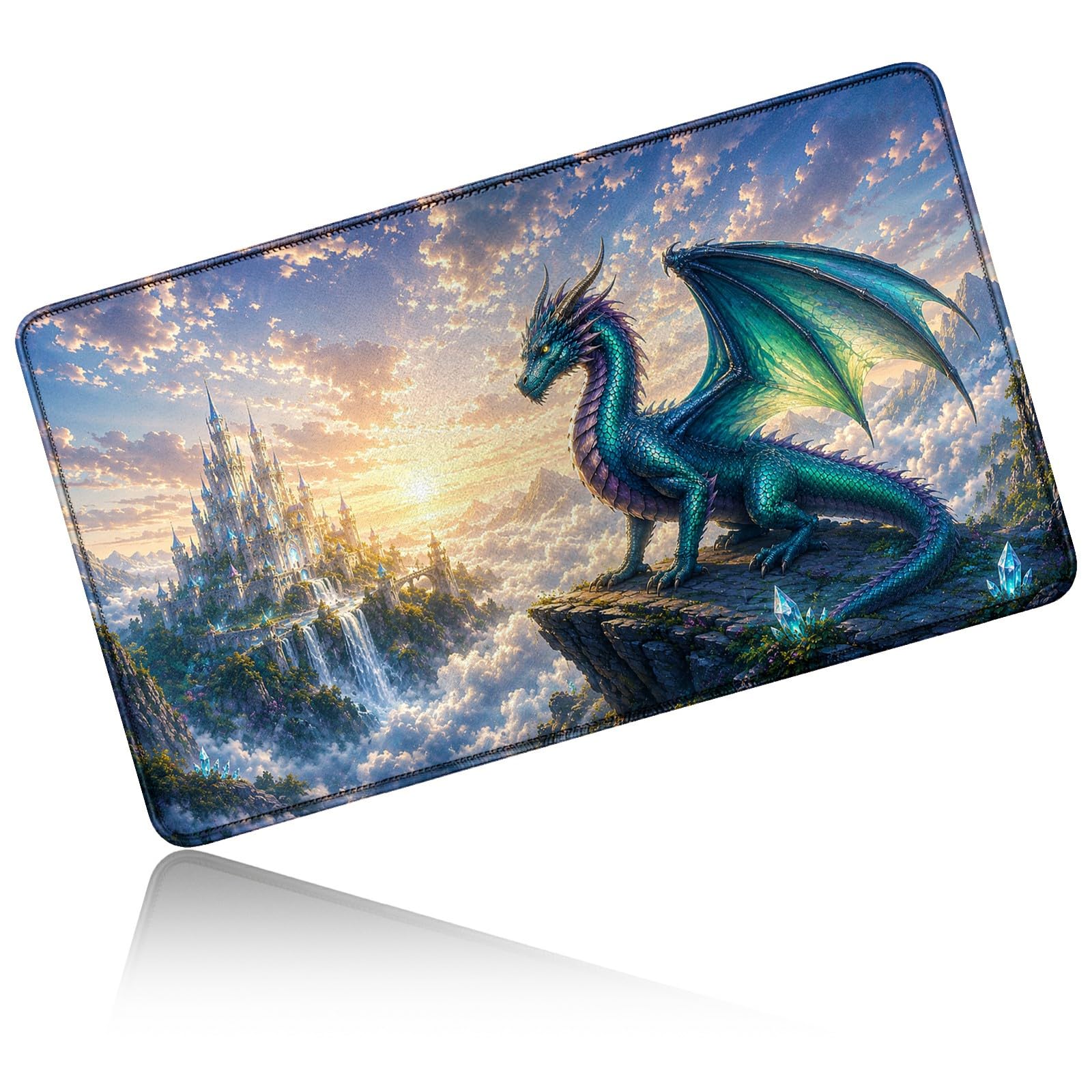 Dikoer for MTG/TCG Playmat 24" x 14" Commander Deck Mat, Castle Dragon