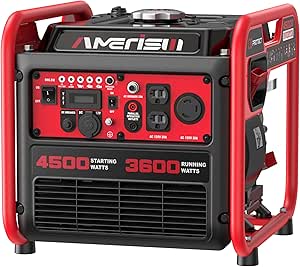Amerisun 4500W Inverter Generator, Portable Gas-Powered with 223cc 4-Stroke Engine, Quiet, Eco Mode, CO Sensor, Parallel Ready, 120V 30A RV Outlet