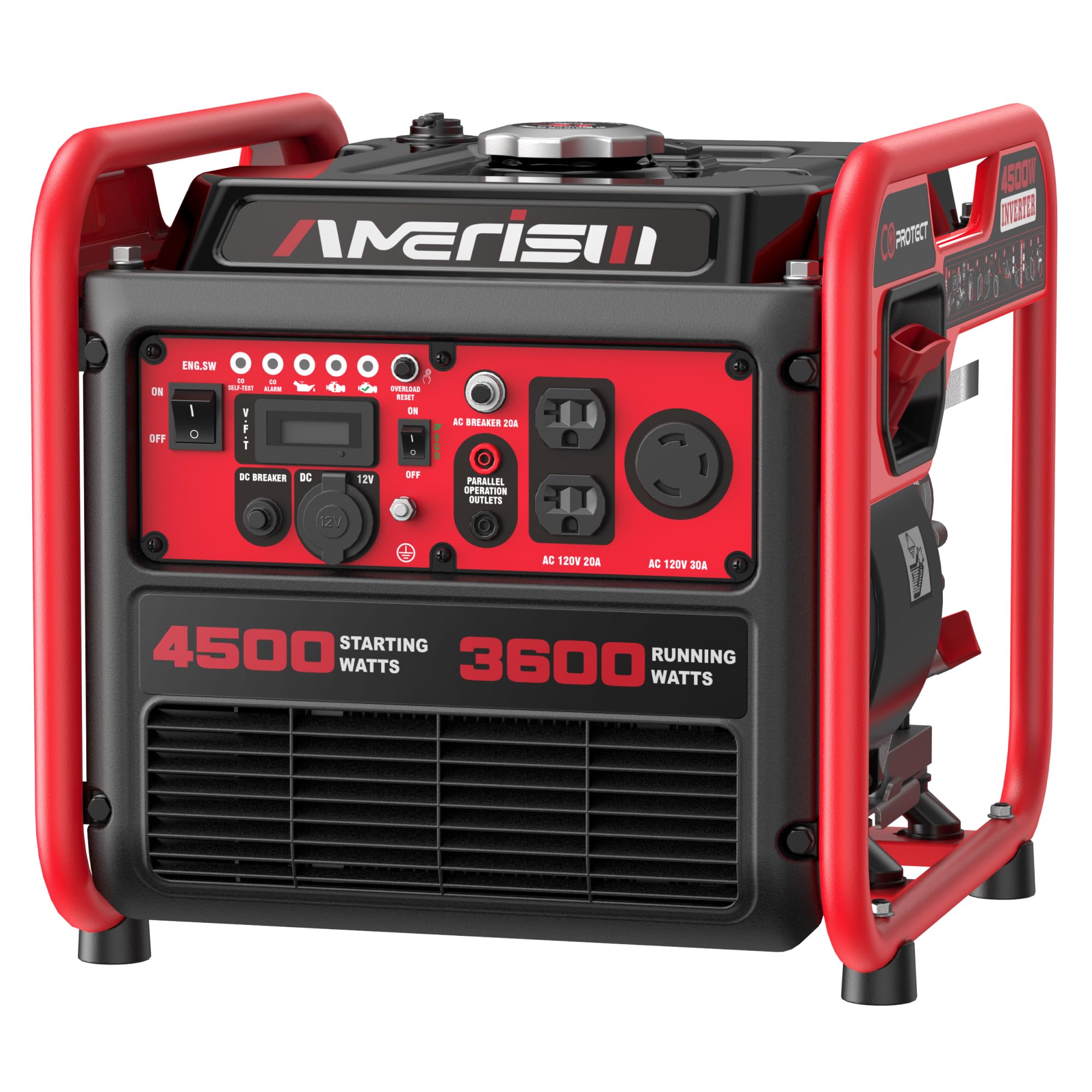 Portable 4500W Gas-Powered Inverter Generator with CO Sensor: Lightweight, Quiet, and EPA-Compliant for Home, Emergency Backup, and Camping