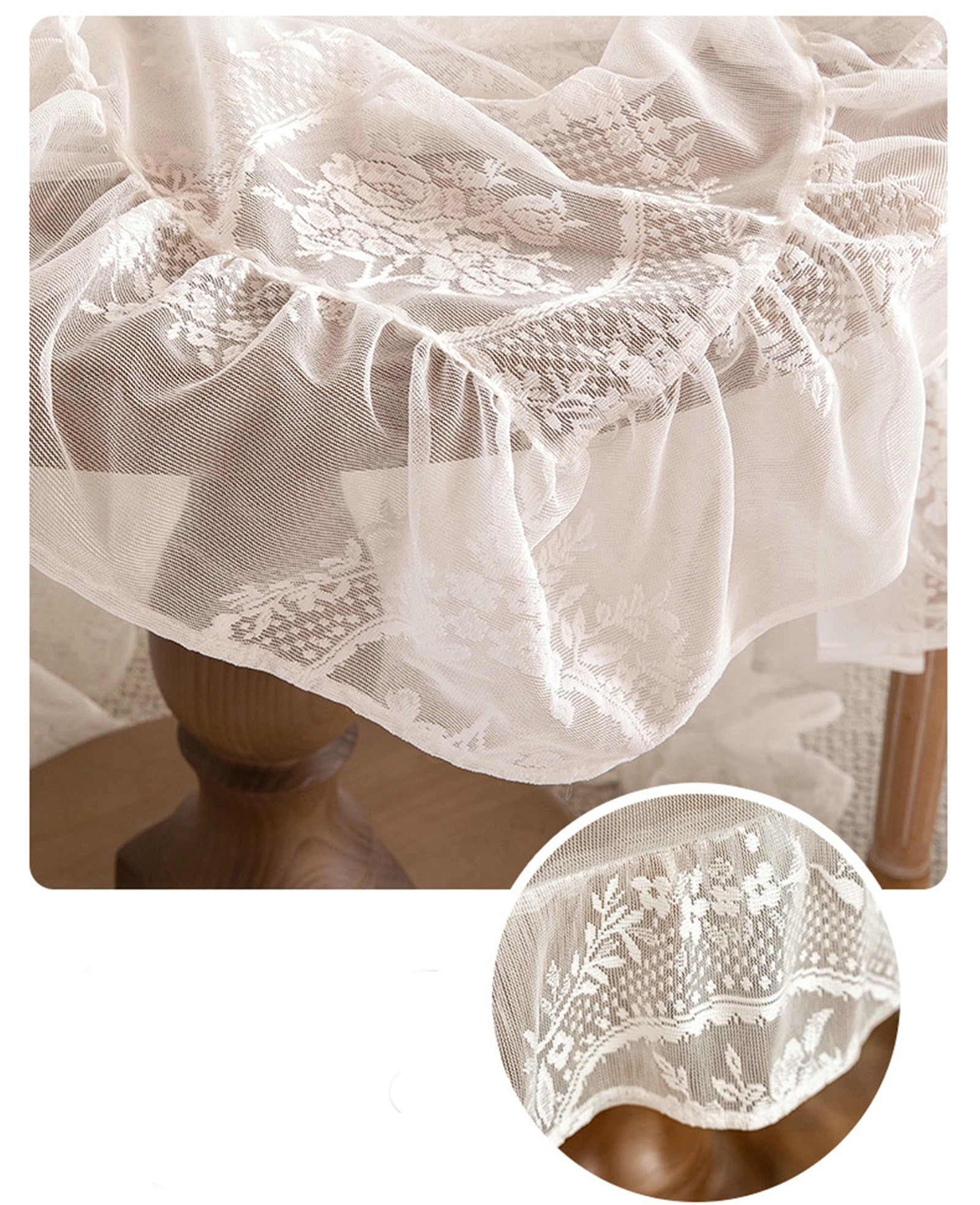 Gualiy Nappe Rectangulaire en Tissu, Nappe Table 150 x 300 Nappe Anti Taches Polyester Jacquard Fleur Dentelle Creuse Nappe pour Table de Cuisine, Blanc