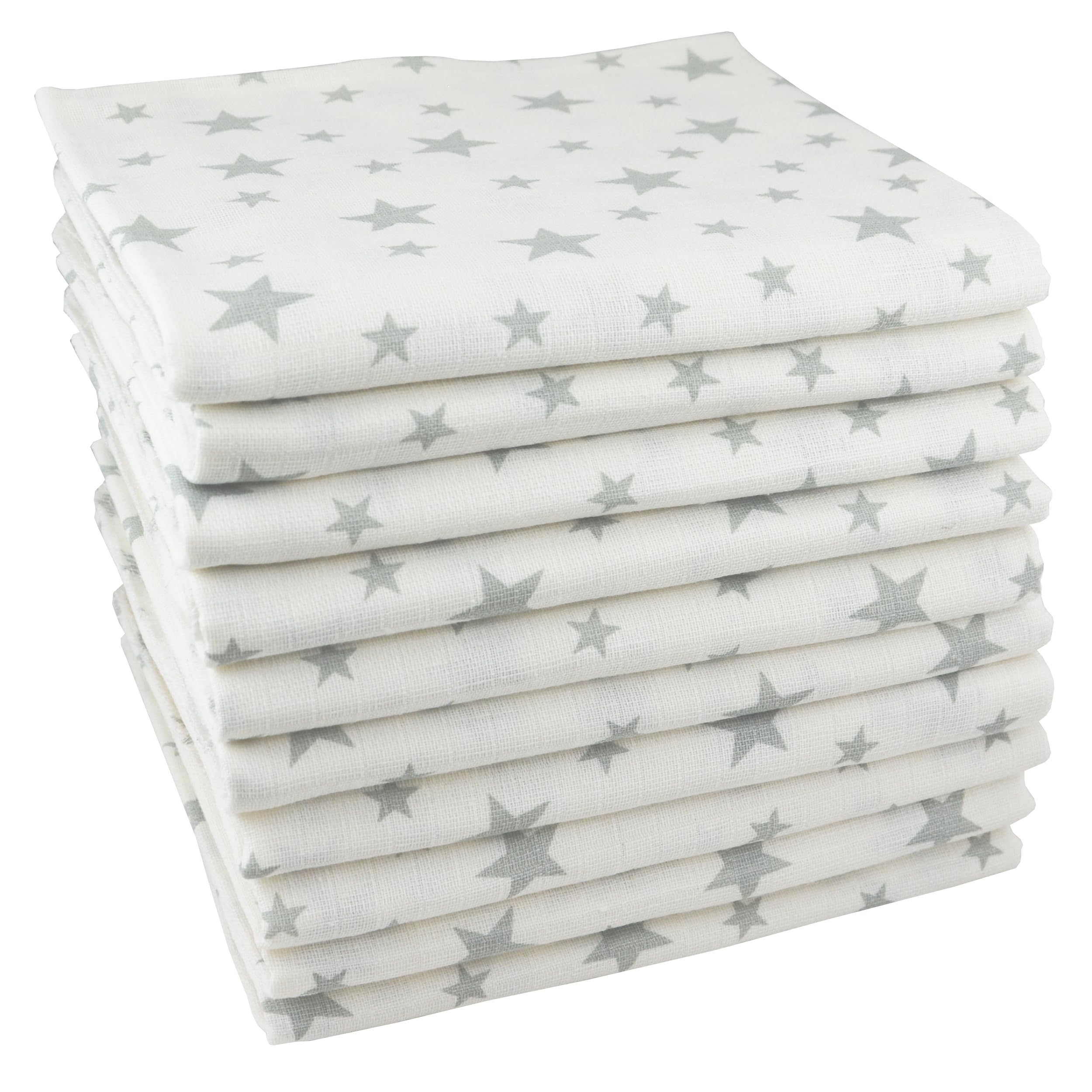 M.M.C. 10x Spucktücher Mullwindeln Baby Baumwolle 80x70 cm | ÖKO-TEX (Sterne)