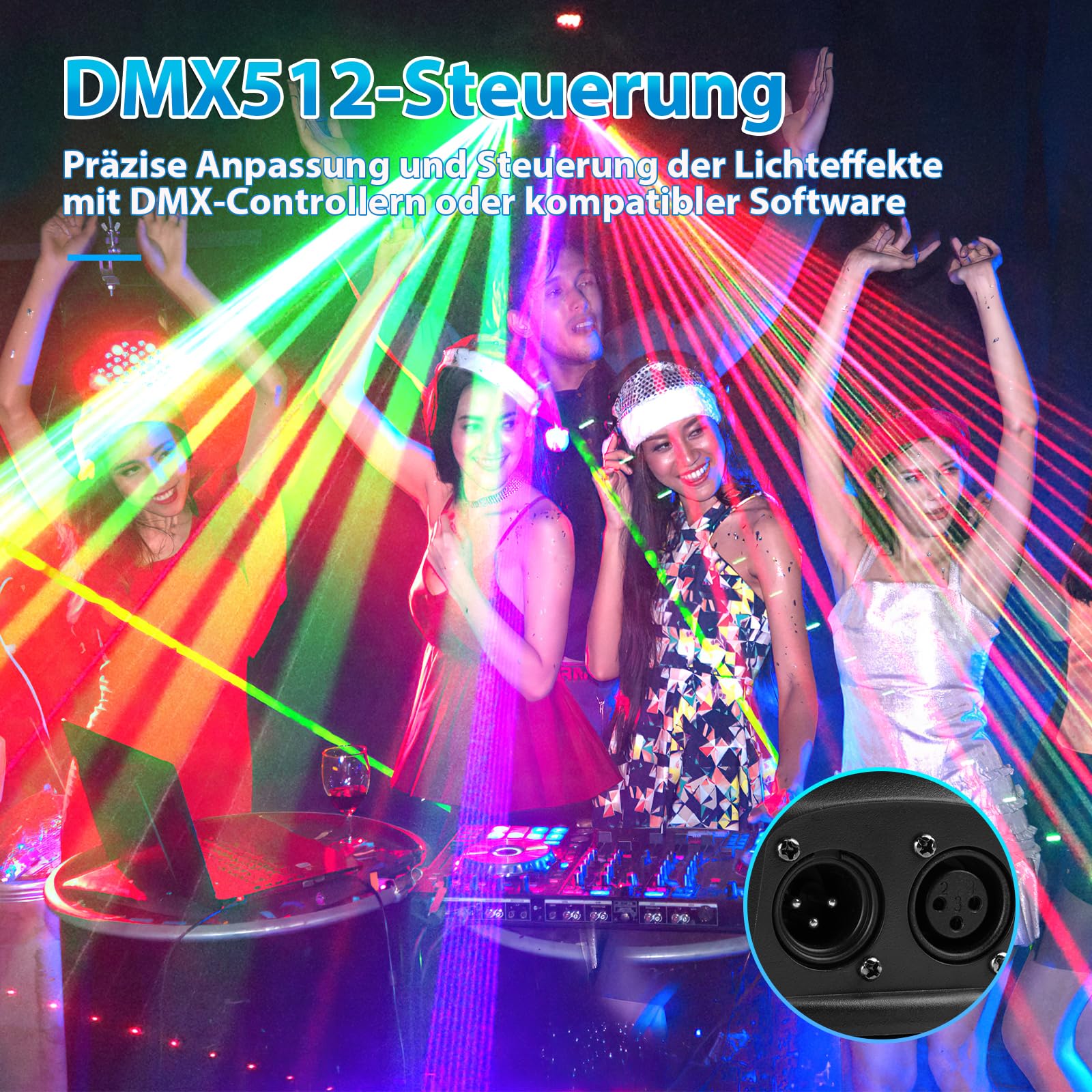 Luz de discoteca para fiestas, cabeza móvil, luz LED RGB, proyector para DJ, con control musical, luces de discoteca, reflector DMX, para reunión familiar, boda, cumpleaños, Halloween (T100)