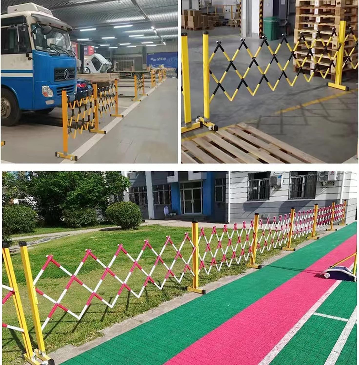 Barreras de seguridad plegables retráctiles, barricada de metal expandible para acceso controlado, color amarillo, 1,2 m x 7 m, control de tráfico, seguridad vial, soluciones de gestión de multitudes
