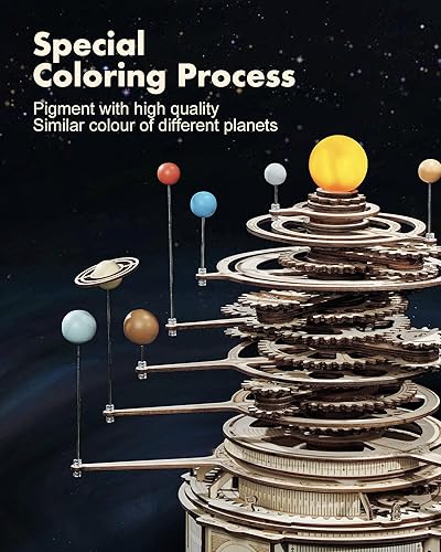 Miniatura 3 de ROKR Rompecabezas de madera 3D para adultos, kit de modelo de sistema solar Orrery, manualidades para adultos y adolescentes, regalo para el día del