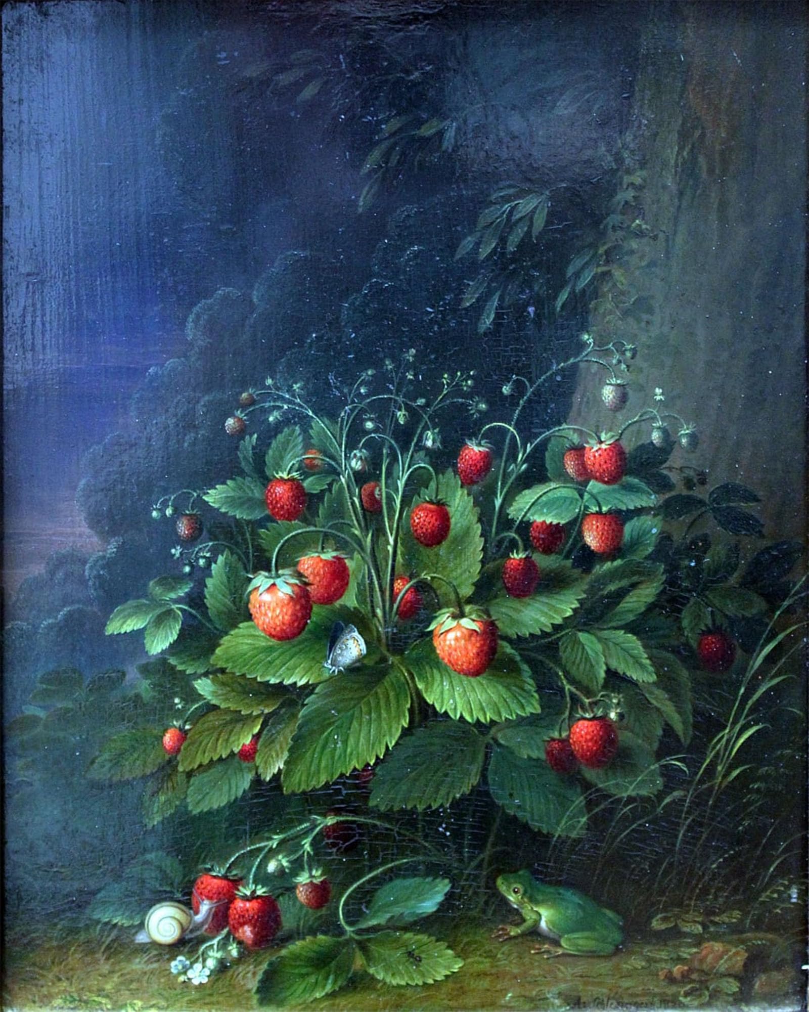 POSTERIIk Famous Animal Posters Vintage Picture Strawberries by Johann Schlesinger Modern Wall Decor for Home Decor 60x90cm