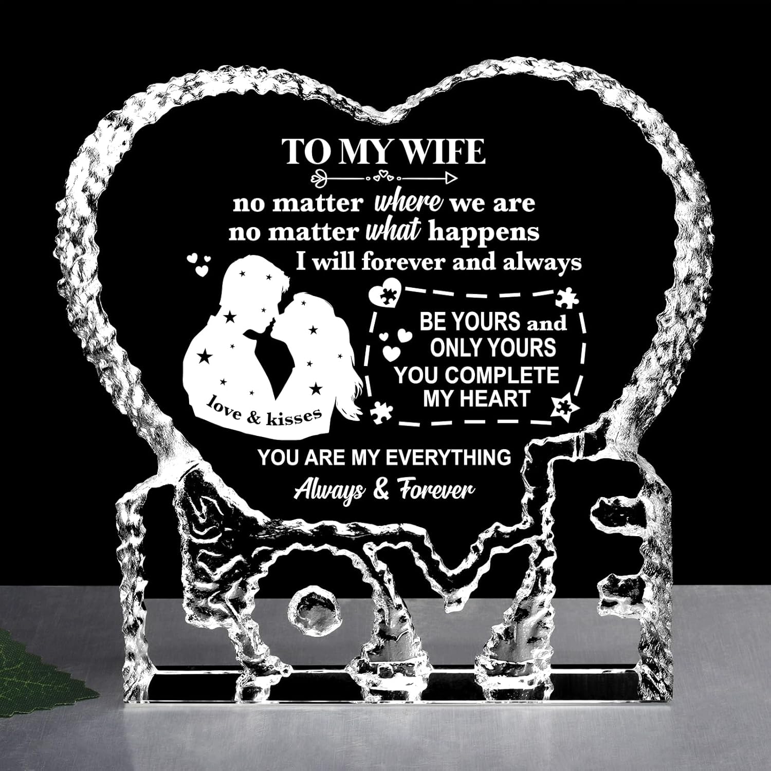 ZHSHWAT Valentines Day Gifts for Wife, I Love You Gifts for Her, to My Wife Crystal Keepsake Gift from Husband,Christmas Wedding Anniversary Birthday Gift for Wife