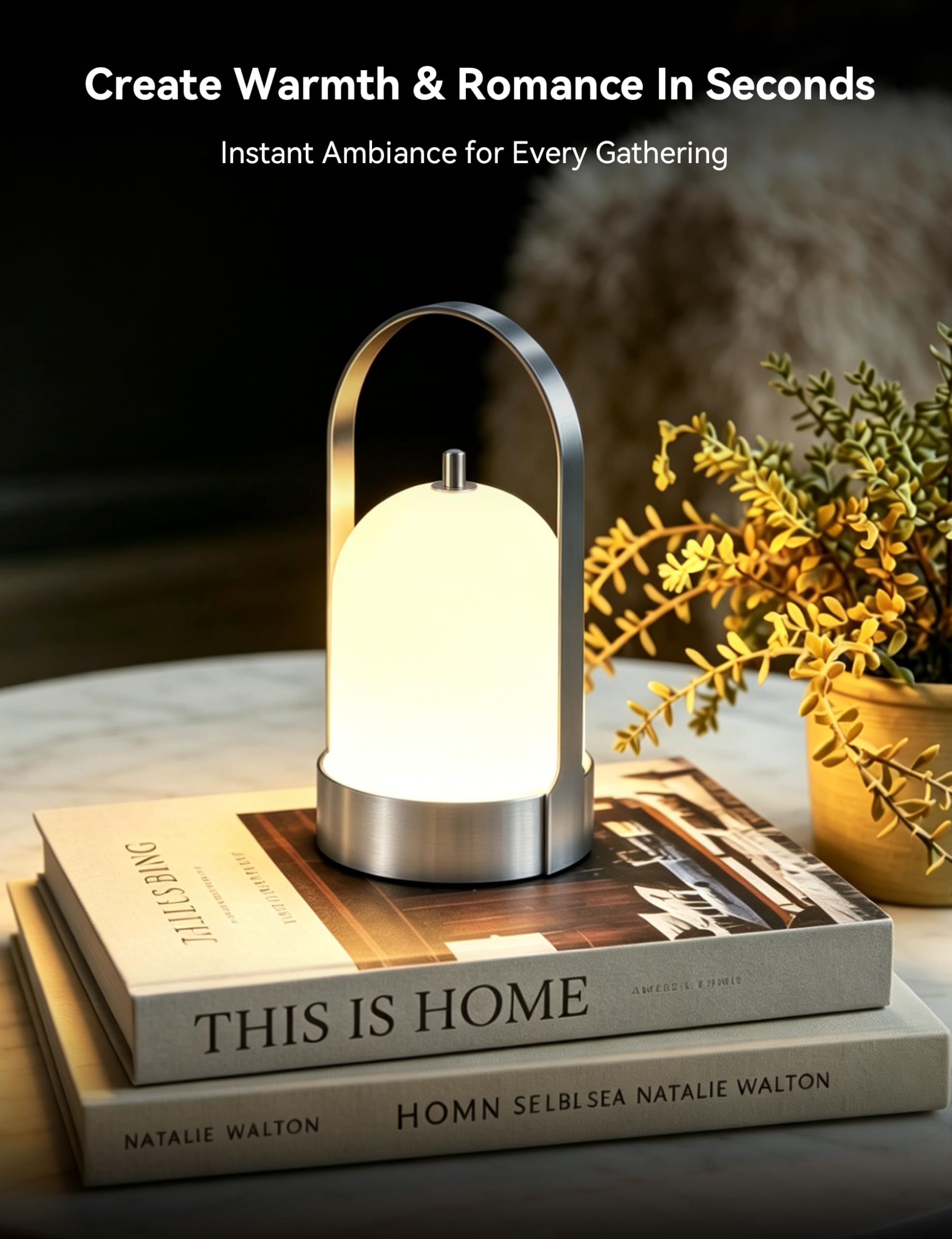 Tubicen Lámpara de mesa LED portátil para exteriores, impermeable, 4000 mAh, funciona con pilas, lámpara de mesa inalámbrica, recargable, 4 vías, táctil, regulable, portátil, para patio, cena, camping
