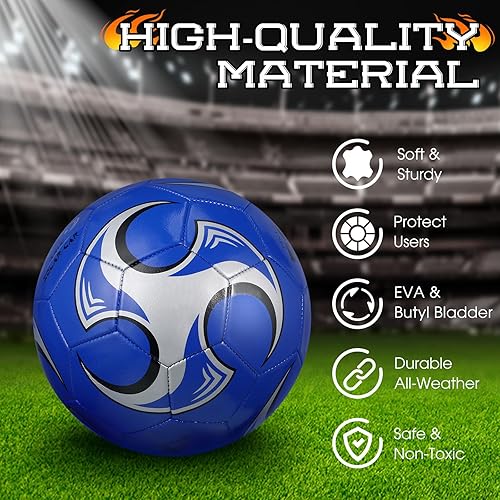 Miniatura 4 de Deekin Balón de fútbol con bomba oficial para deportes exteriores, pelota cosida a máquina, para práctica de entrenamiento de juego, 6 unidades