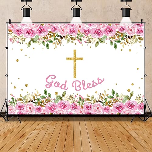 Miniatura 7 de Mi Bautizo - Telón de fondo de fotografía de flor de peonía azul, angel, primera comunión, bautismo, decoración de fiesta, bautizo, baby shower,