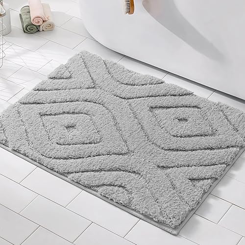 DEXDE Alfombra de baño pequeña, antideslizante, geométrica, de lujo, suave, lavable, para baño, ducha, cocina, entrada, decoración moderna, 17 x 20