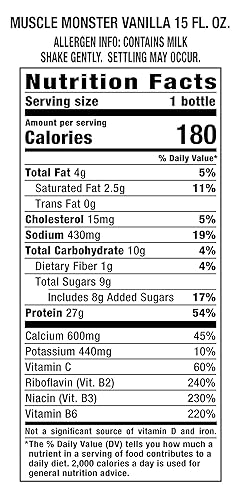 Miniatura 2 de Muscle Monster Vanilla Energy Shake proteína  bebida energética 15 onzas paquete de 12