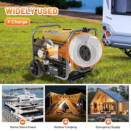 Miniatura 7 de MECMO NEMA 14-50P a SS2-50R - Adaptador de generador de RV con bloqueo giratorio, adaptador de alimentación de enchufe a tierra, adaptador de