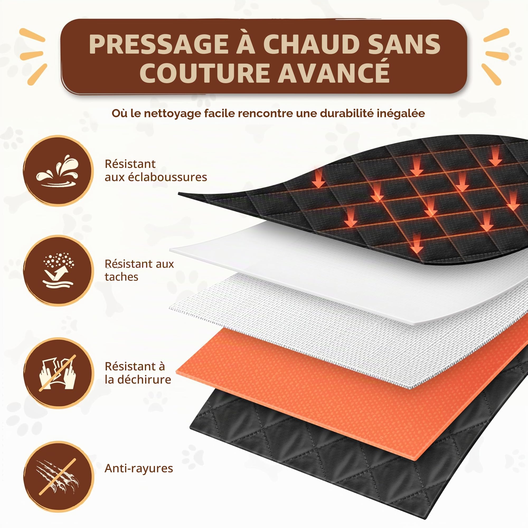 Siège Auto Chien Extra Stable et Waterproof-Transport Chien Voiture Siège Arrière avec 8 Tiges, 4 Sangles de Fixation et Ceinture de Sécurité - Jusqu'à 26 kg pour Chiens de Toute Taille