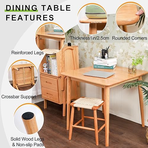 Miniatura 4 de Mesa de comedor, mesas de cocina cuadradas pequeñas de madera maciza para 2, mesa de comedor moderna de mediados de siglo, 31.5 x 31.5 x 29.5