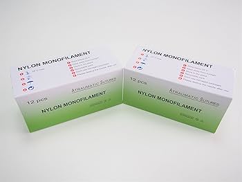 Amazon.co.jp: ナイロン糸付き縫合針 練習 縫合糸 4-0 75cm 結紮