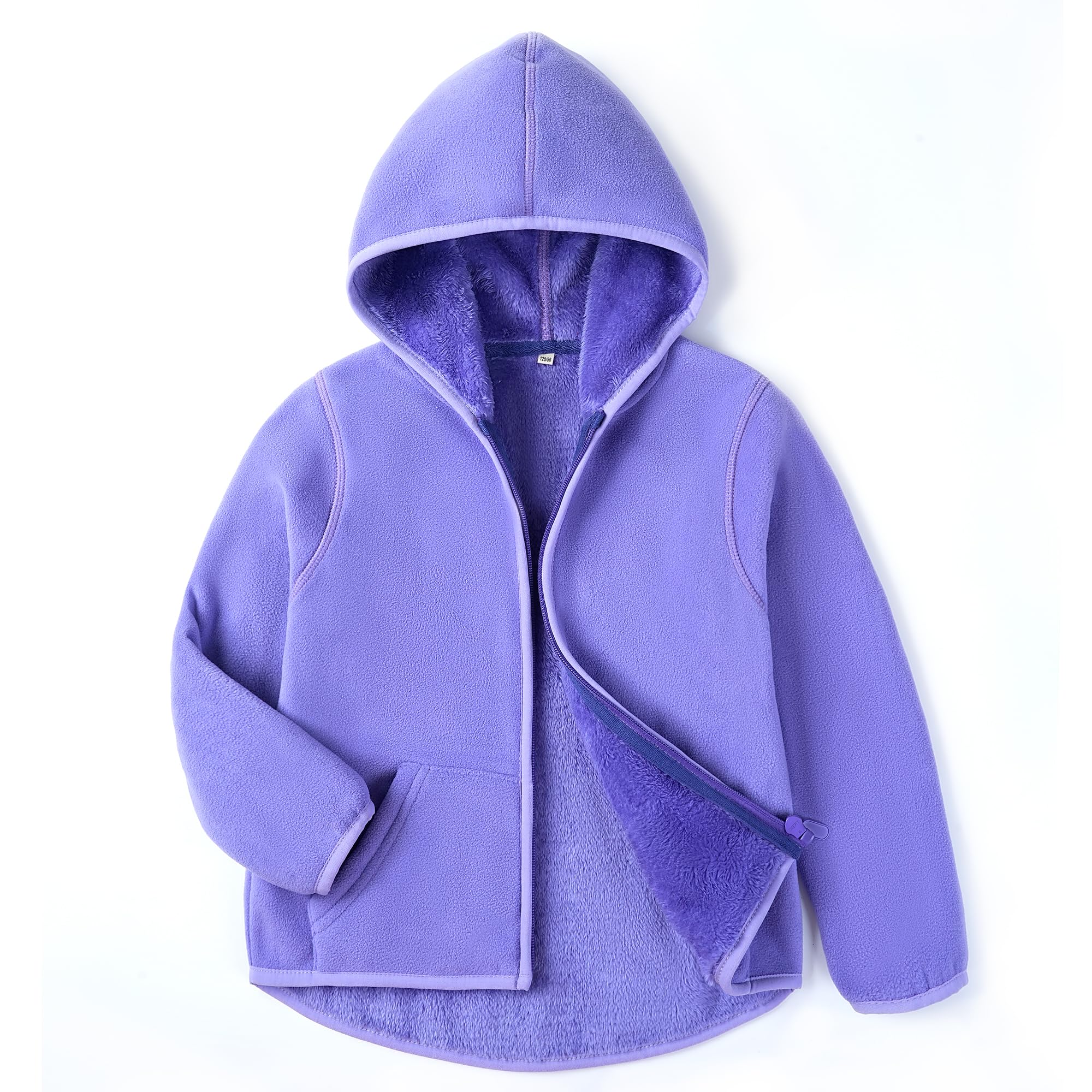 Boys Girls Polar Fleece Jacket with Hood Toddler Coat 2-12 Years