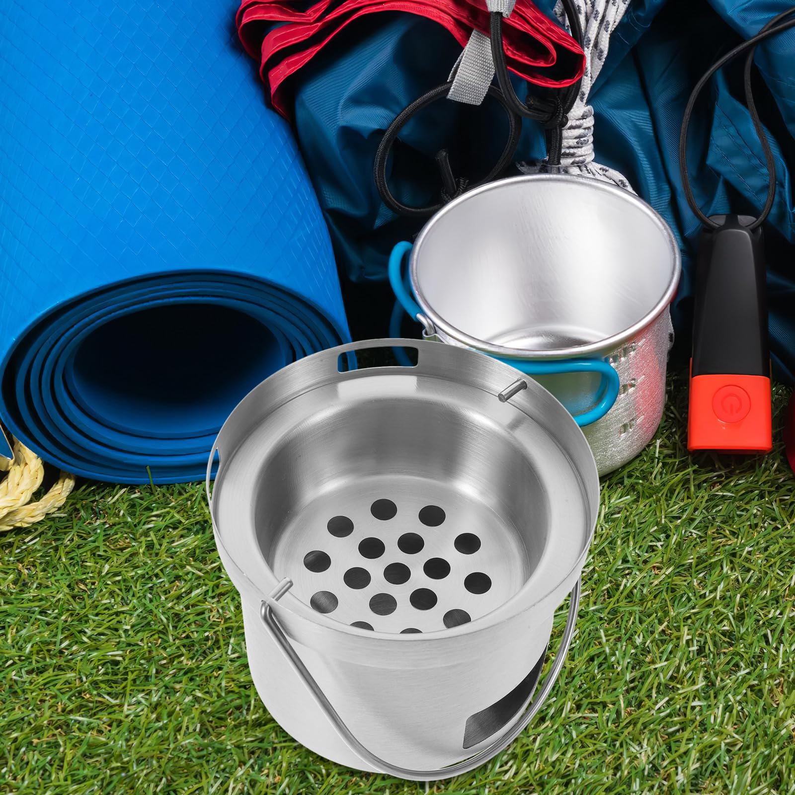 Gatuida Piccola griglia: piccola griglia per barbecue in acciaio inossidabile per tavolo da picnic da campeggio all'aperto - stufa portatile per barbecue a carbone per picnic in giardino